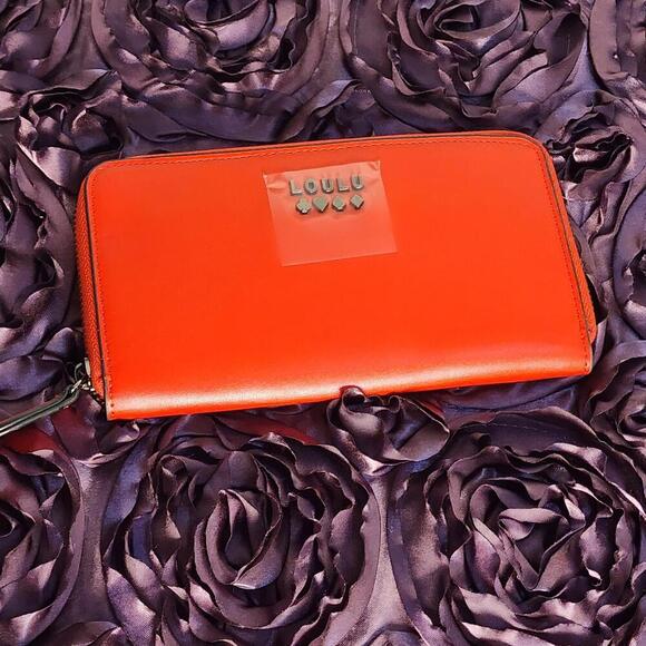 LOULU BIFOLD ZIPPER POCKET RED LEATHER WALLET - Picture 2 of 5